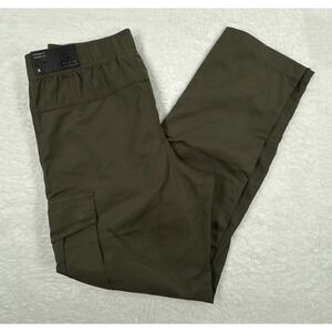 CSG Mens Small Olive Green Cargo Pants Elastic Waist Straight Leg NWT